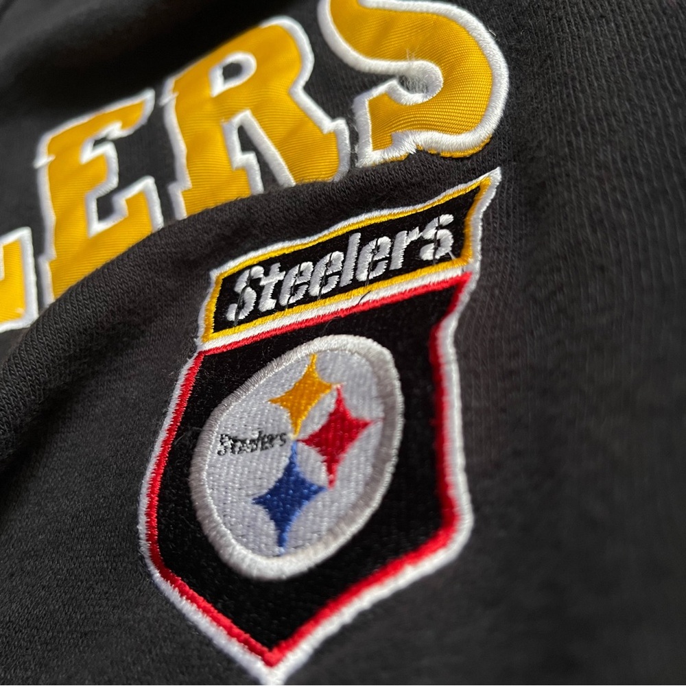 NFL Steelers Black Embroidered Zip-Up Sweatshirt with Hood Size L - Picture 3 of 9